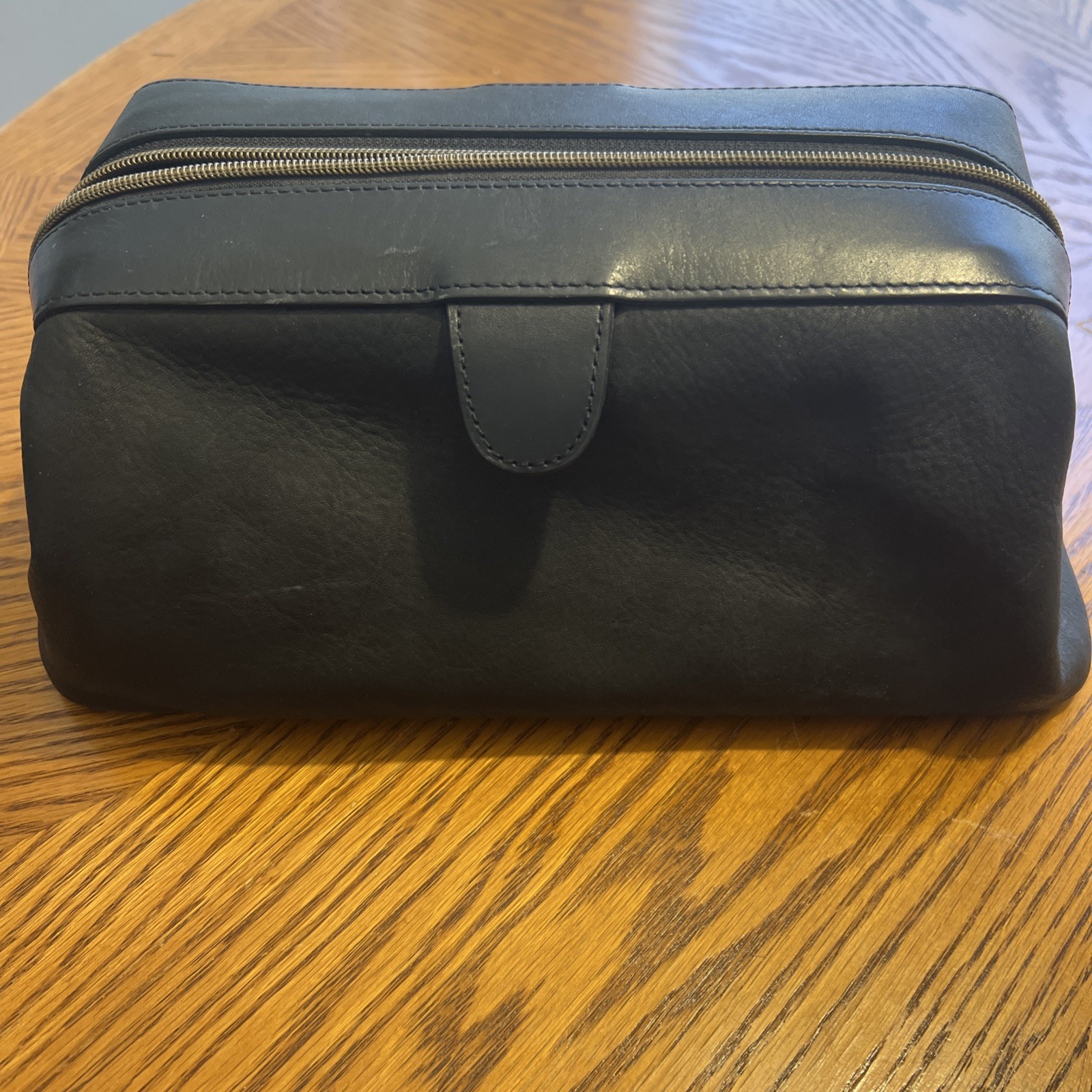 Fossil Black Leather Toiletry Shave Kit Bag Men’s