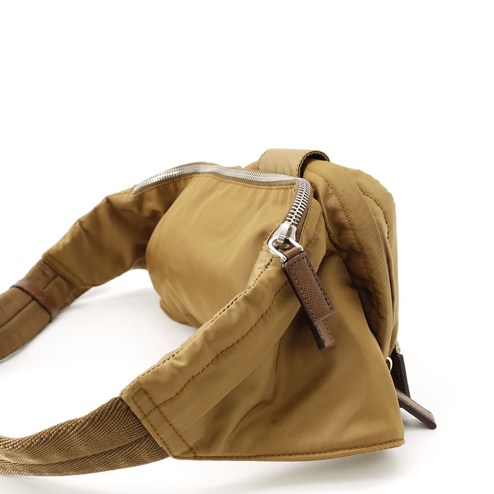PRADA Logo Crossbody Bag Nylon Brown VA0056