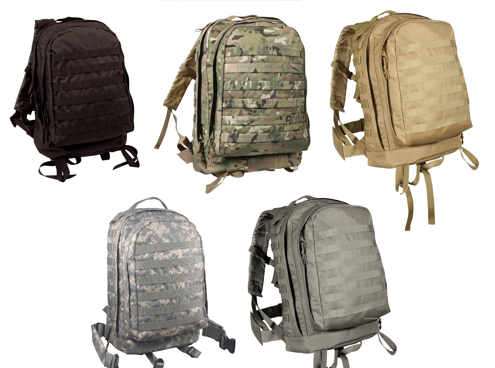 MOLLE II 3 Day Assault Packs- Backpack-MultiCam, Black, Coyote, ACU, Foliage