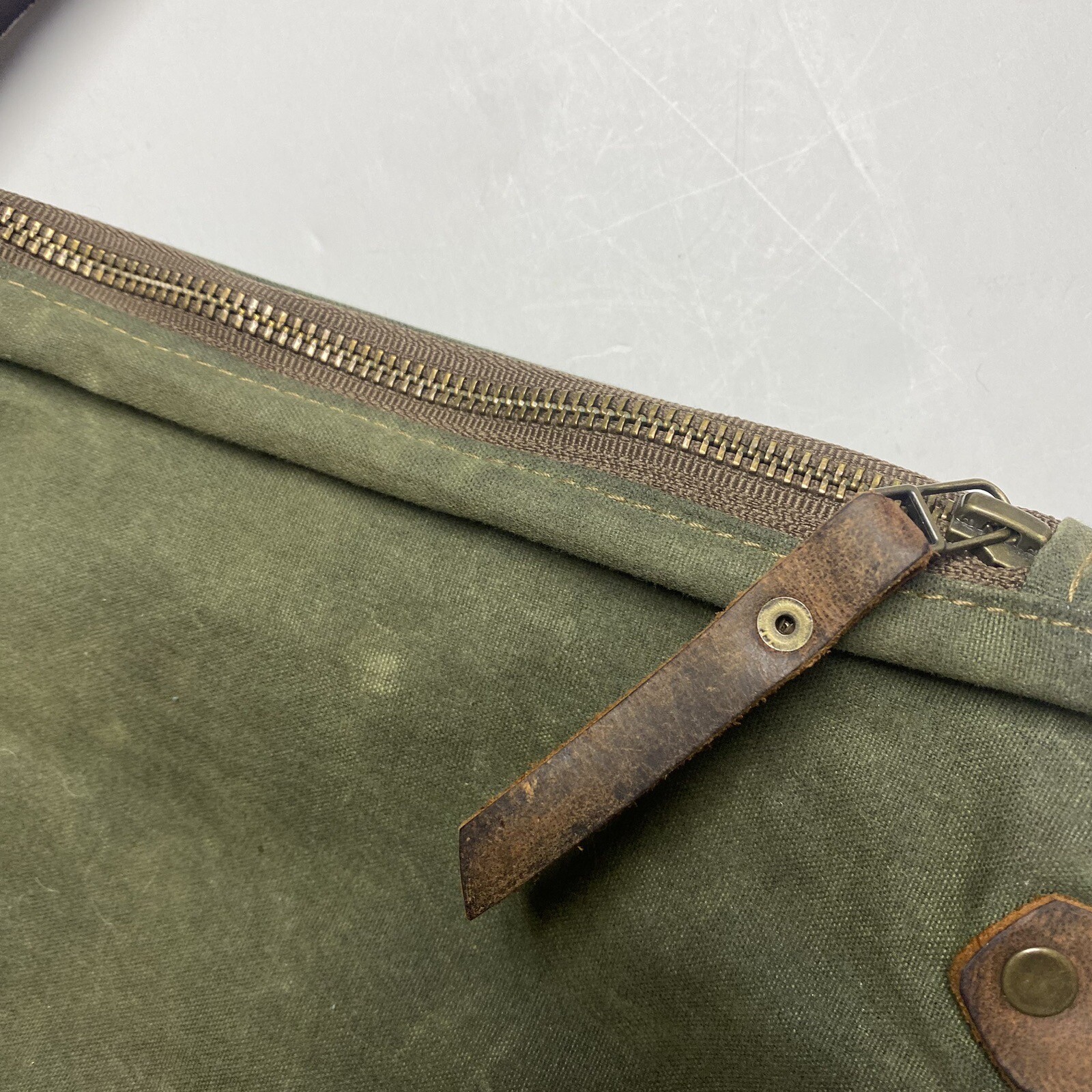 HANDMADE WAXED Canvas Leather TOTE Hand Bag W Pockets & Double Removable Straps