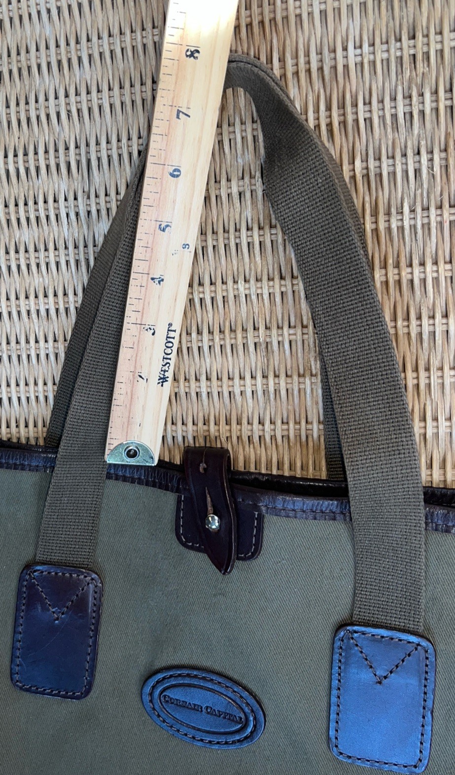 John Chapman Olive Green Leather Trim Tote Bag England Corsair Capital Handmade