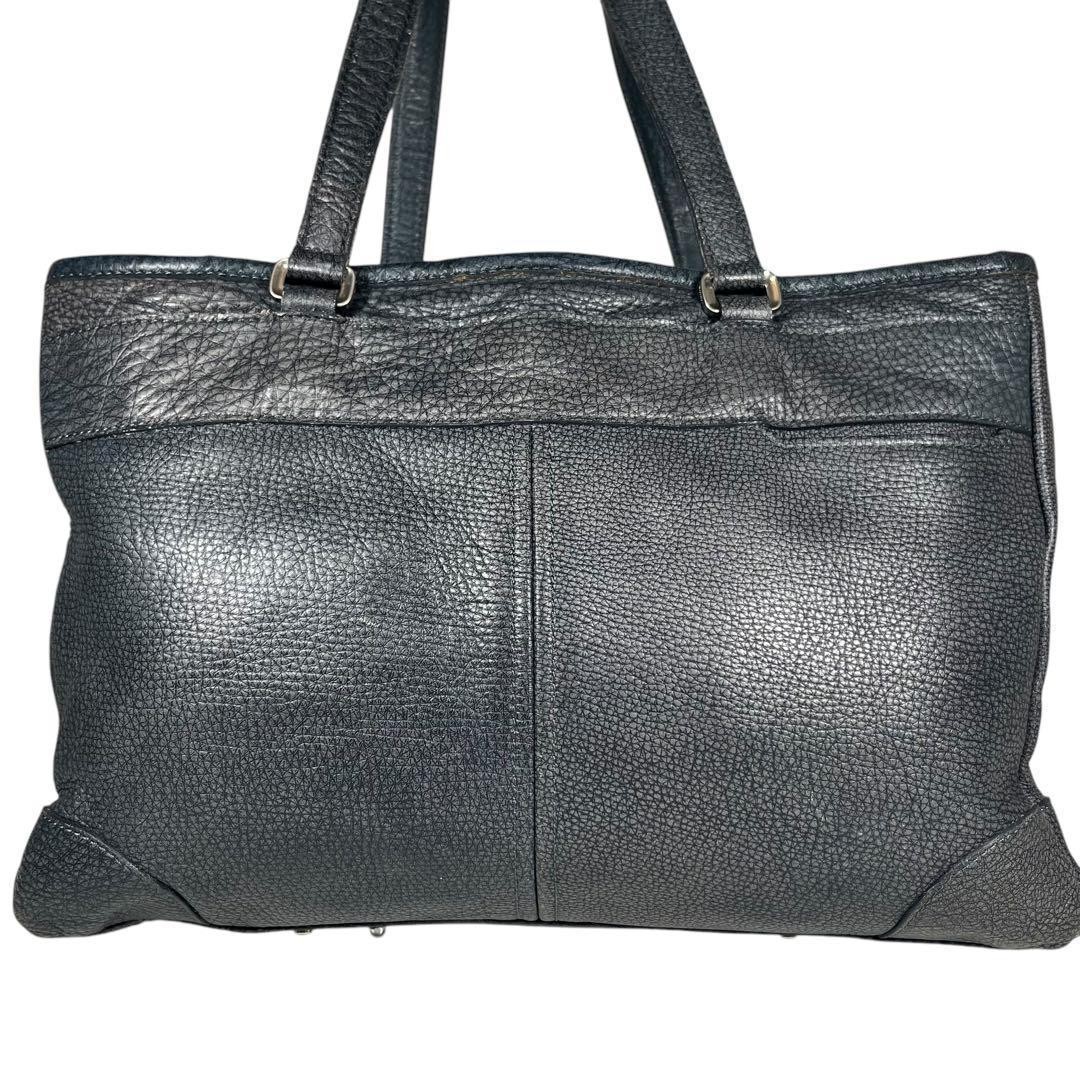 Aniari Grind Gray Leather Tote Bag Charm Authentic Japan