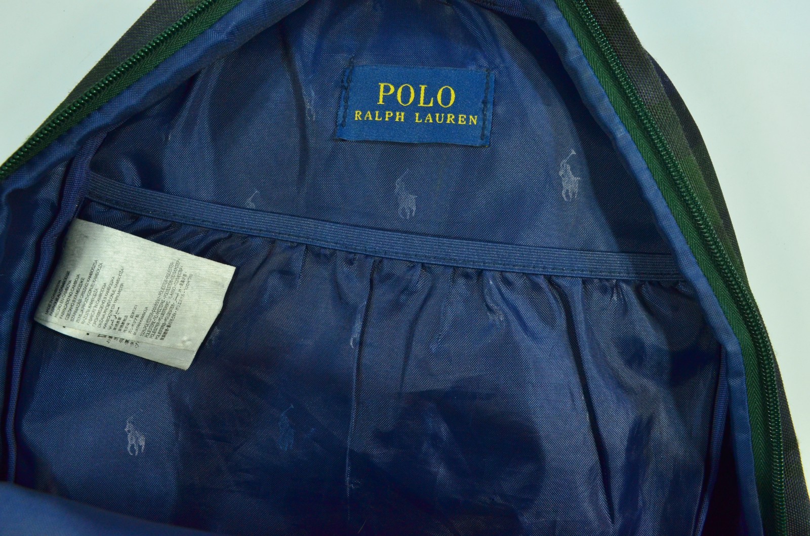 Polo Ralph Lauren Bear Plaid Canvas School Backpack Bag Blue Green