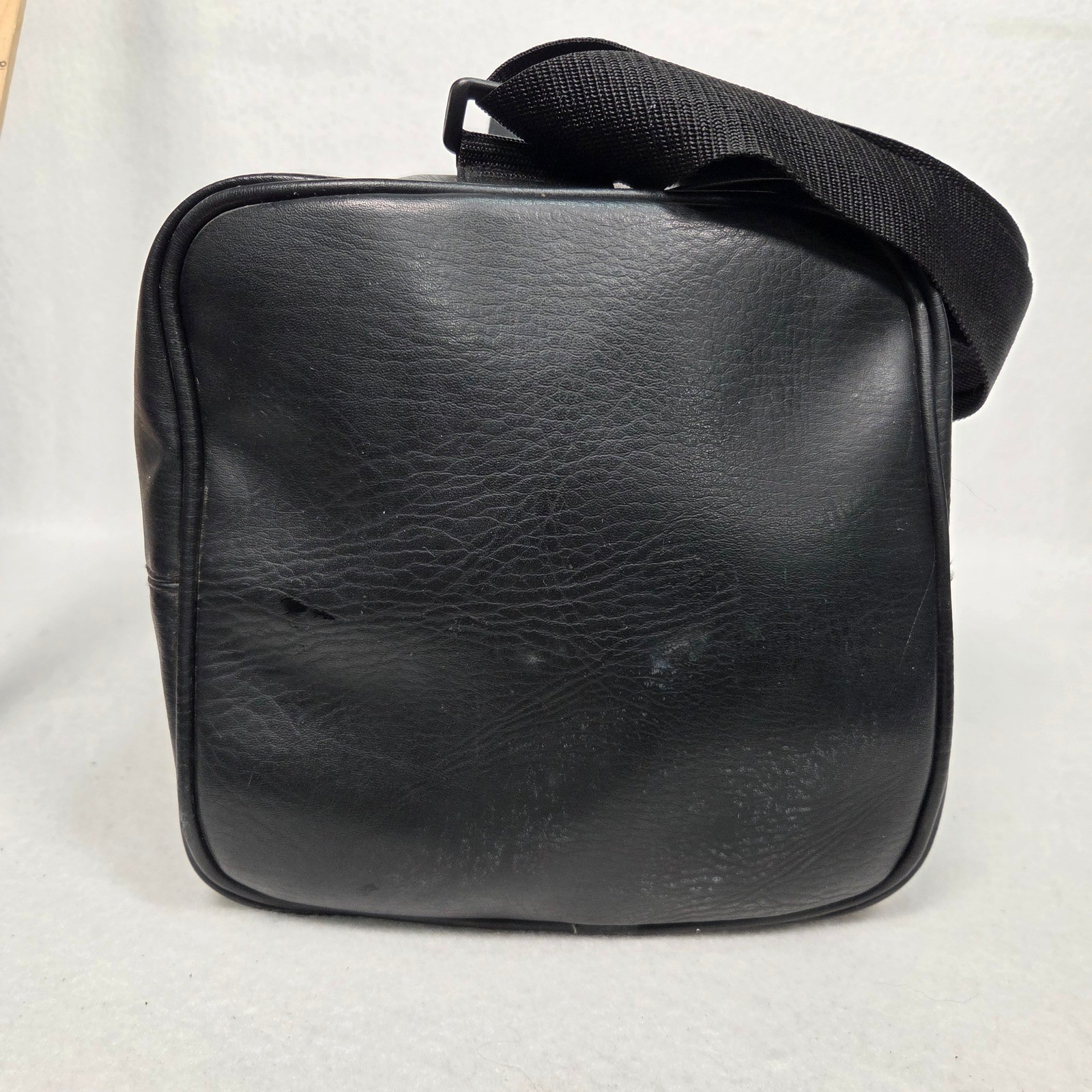 Vtg Karl Lagerfeld Weekender Duffel Bag Mens Black Faux Leather Travel Gym