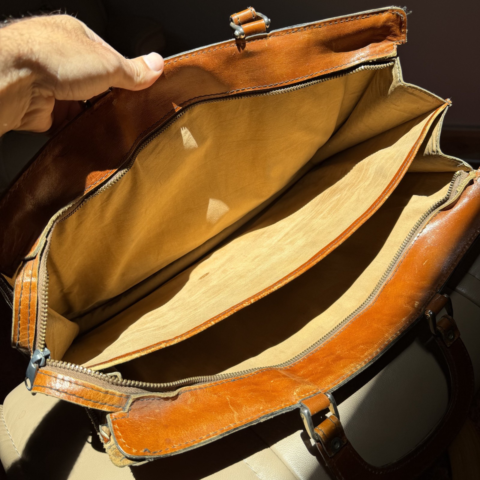 1930s Leather Briefcase Satchel Bag Brown Double Strap Messenger MacBook Pro VTG