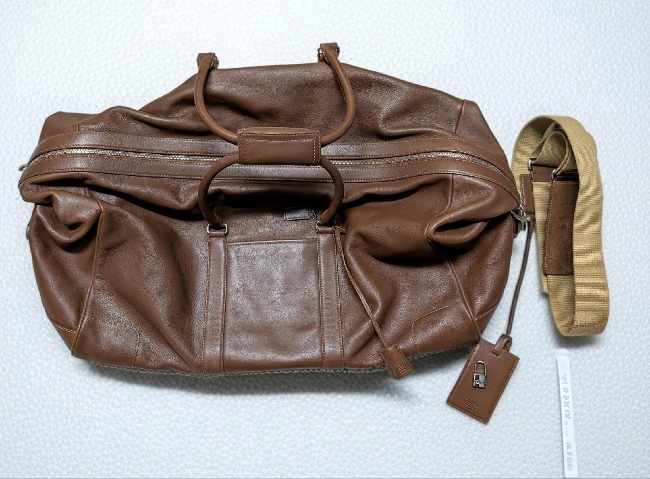 COACH cowhide DUFFLE BAG brown leather 24″ travel K3S-5409 shoulder tote