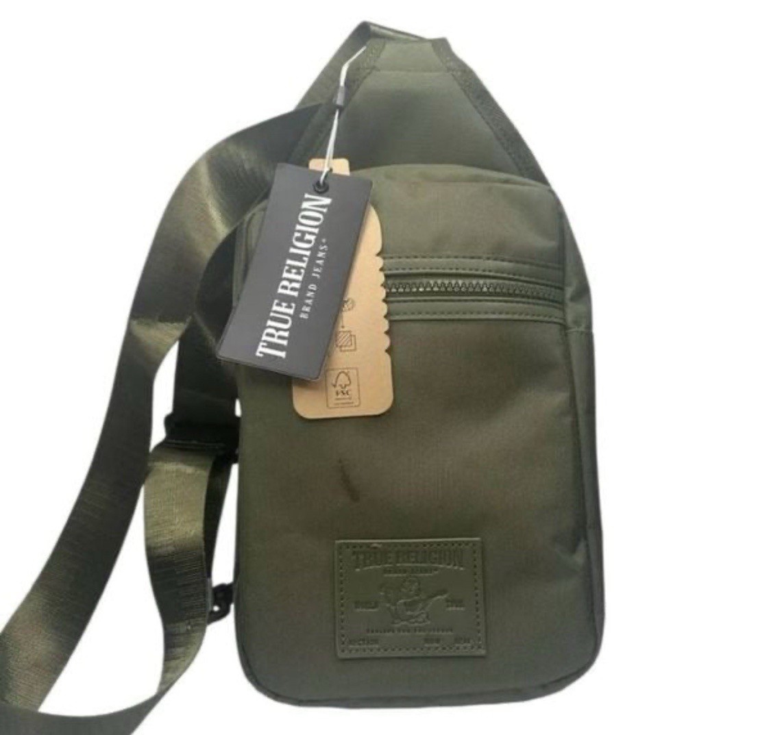 True Religion Buddha Patch Unisex Olive Green YETA 2.0 Crossbody Bag TR104144