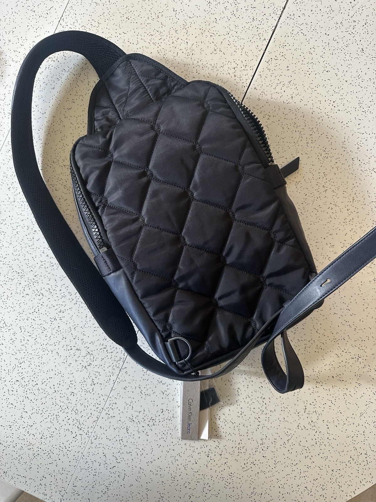 Calvin Klein Faux Leather Sling Bag Unisex Black Crossbody Original Tags NWT