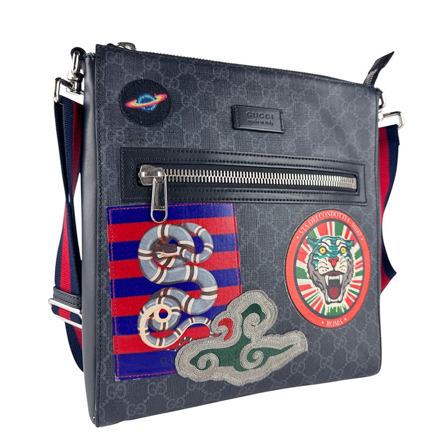 Auth GUCCI GG Supreme Crossbody Shoulder Bag Black/Multicolor PVC – z8640