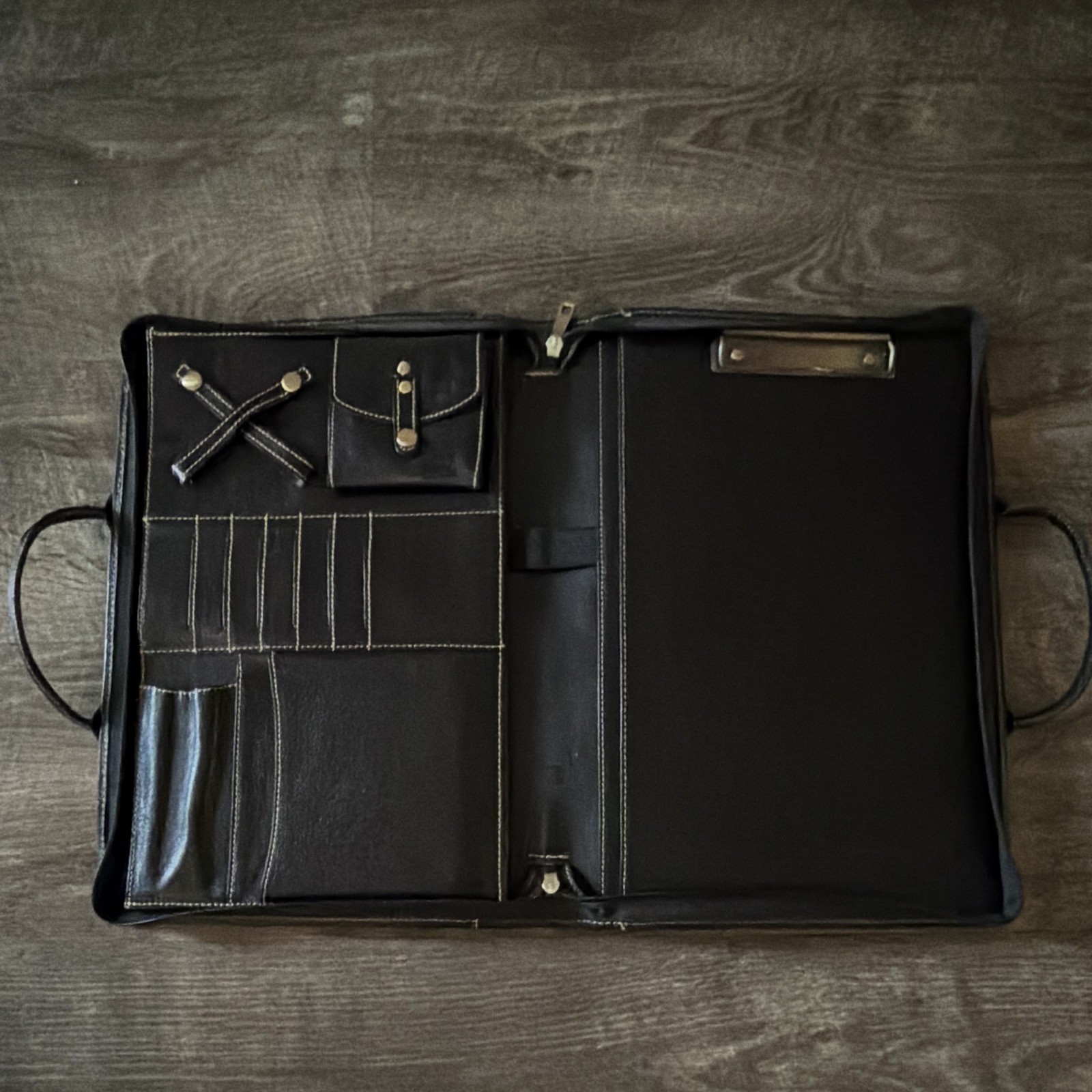 Black Zip Briefcase/Document Case Organizer Top Handle Inner Pockets Men