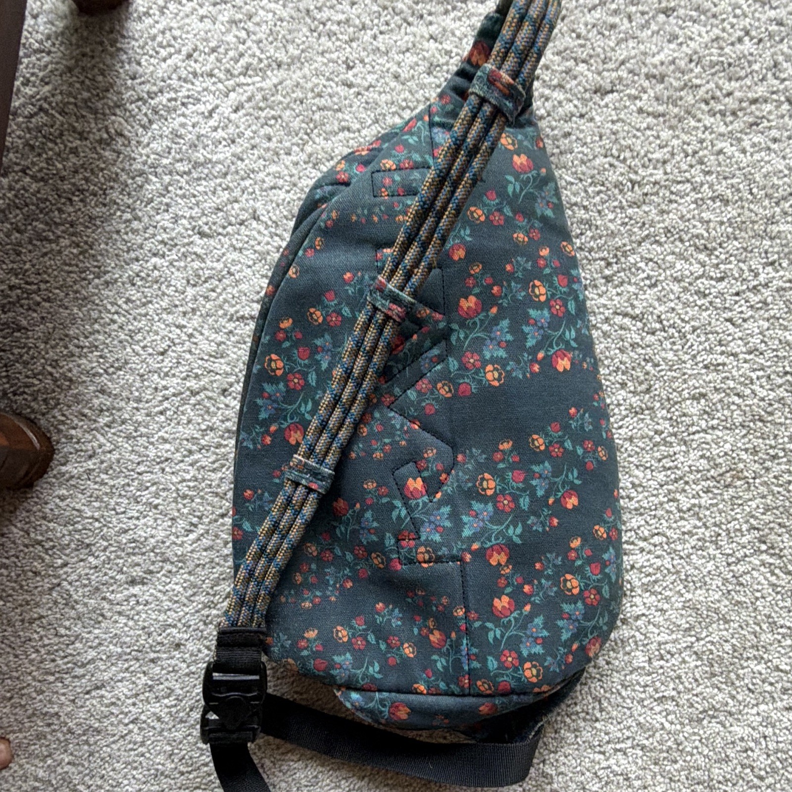 KAVU Floral Green/Multicolor Crossbody Sling Bag Zip, Adjustable Strap, Med