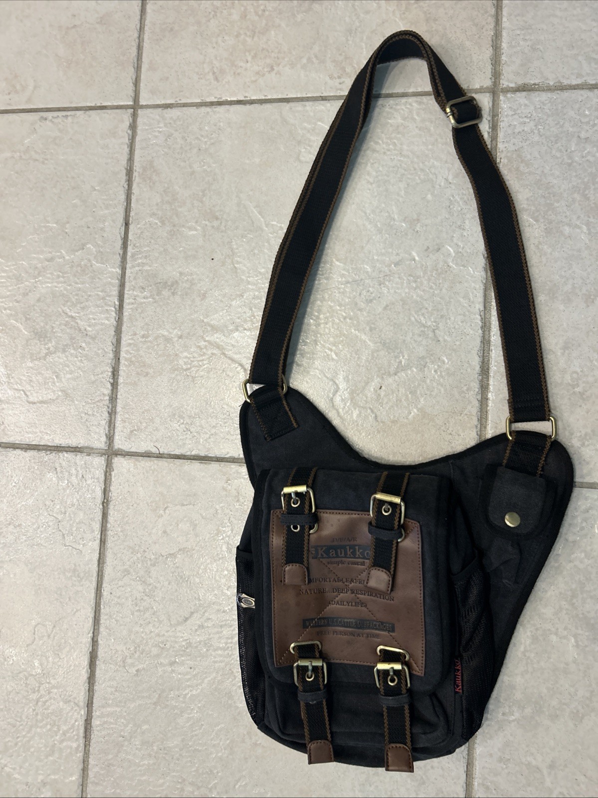 KAUKKO Canvas Messenger Bag Cross Body Shoulder Sling Backpack Travel Hiking BAG