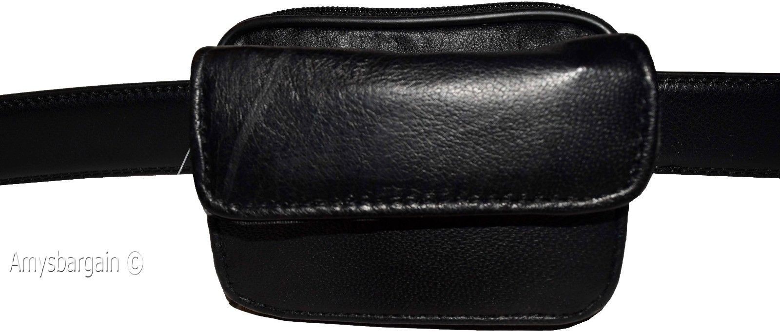 New Mini leather mens bag belt loop bag Black waist bag Business credit card nwt
