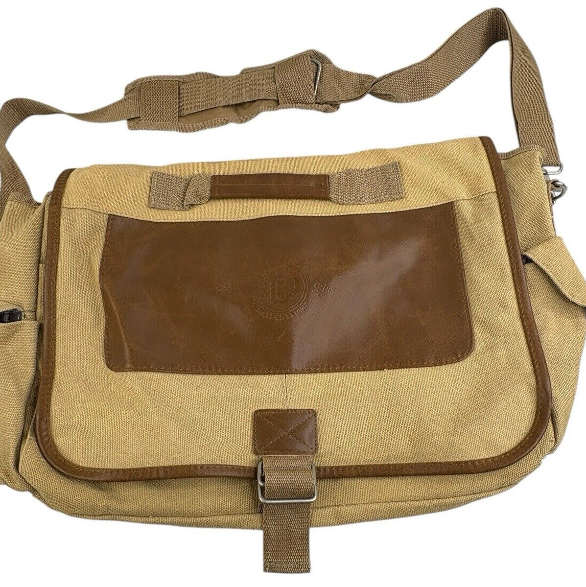 RARE Moody Blues Timeless Flight Canvas & Leather Messenger Bag Leeds Field & Co