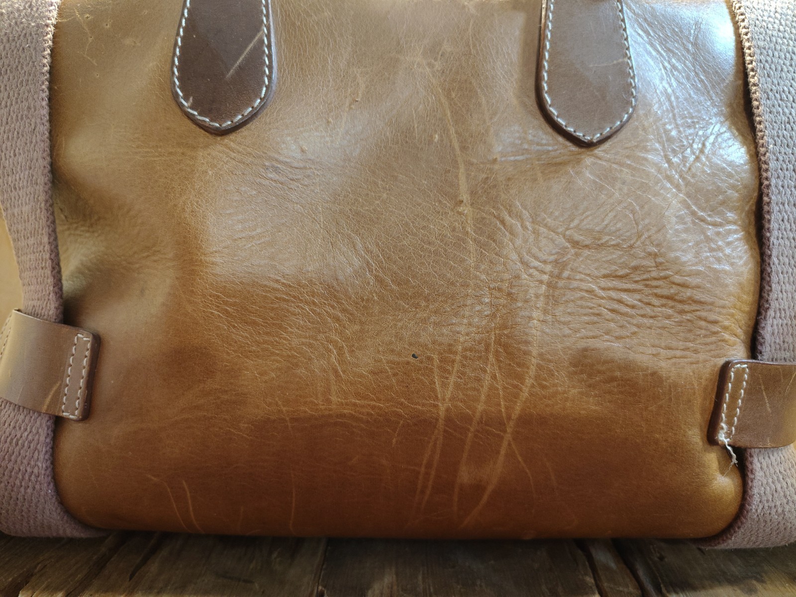 Vtg Express French Country Full Grain Leather Duffle Tack Bag Distressed Look