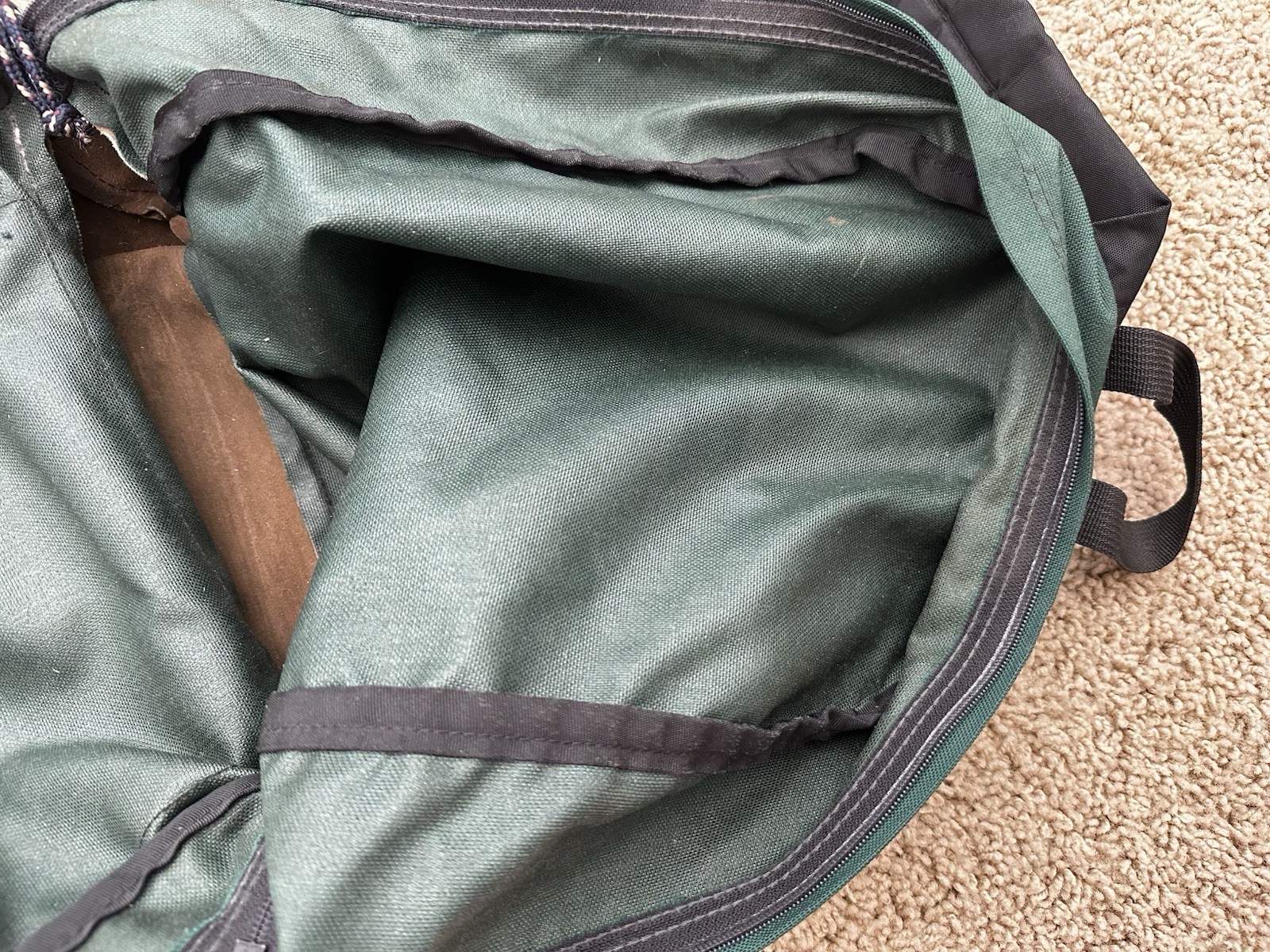 Vintage 1990s Jansport Suede Leather Bottom Backpack Green Classic School USA