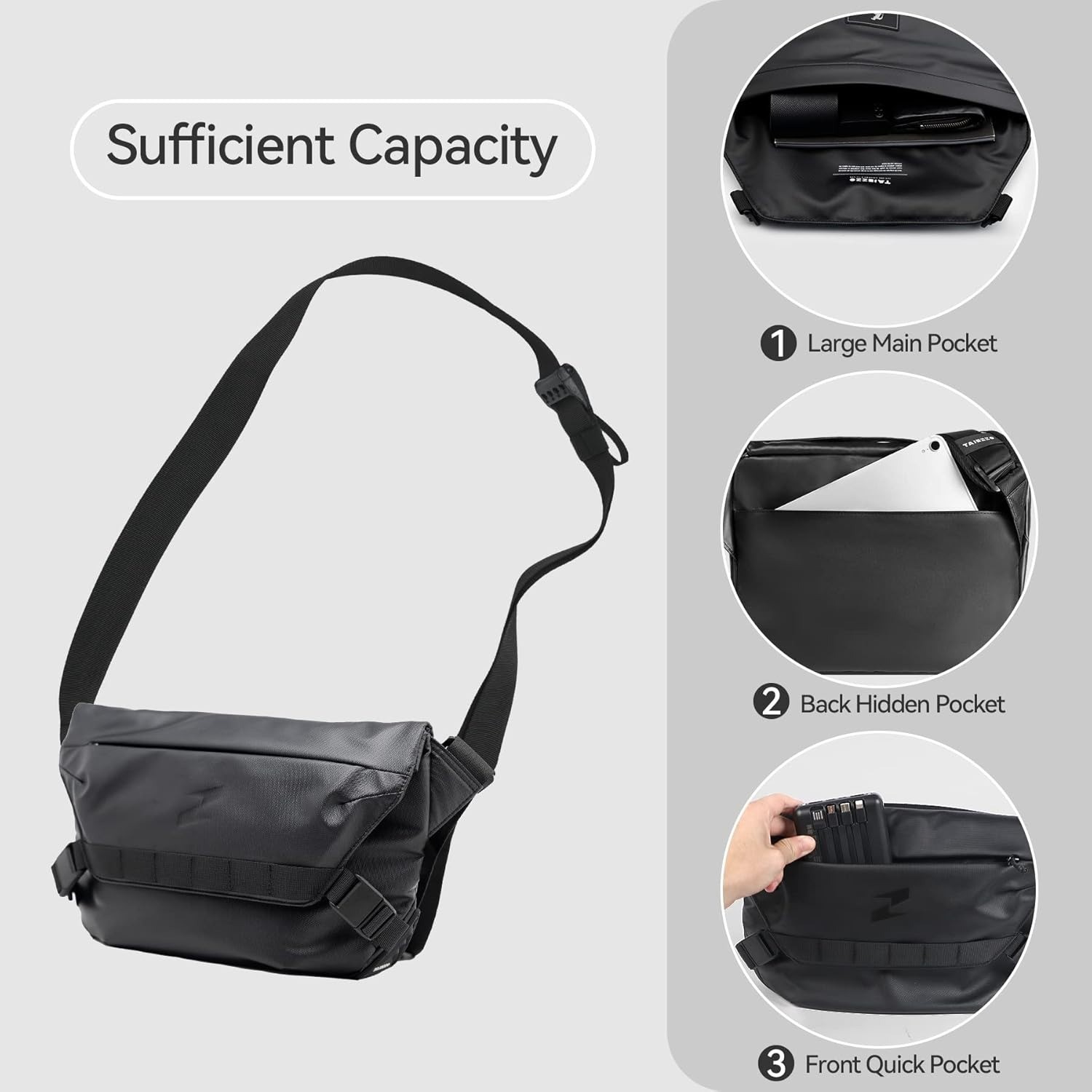 Waterproof Magnetic Clasp Briefcase Crossbody Bag Small Backpack perfit school