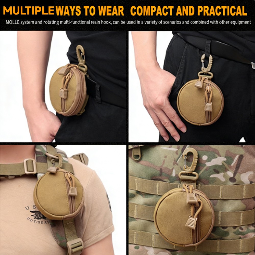 1/2 Tactical EDC Pouch Key Wallet Card Holder Men Coin Purses Molle Pouch Pocket