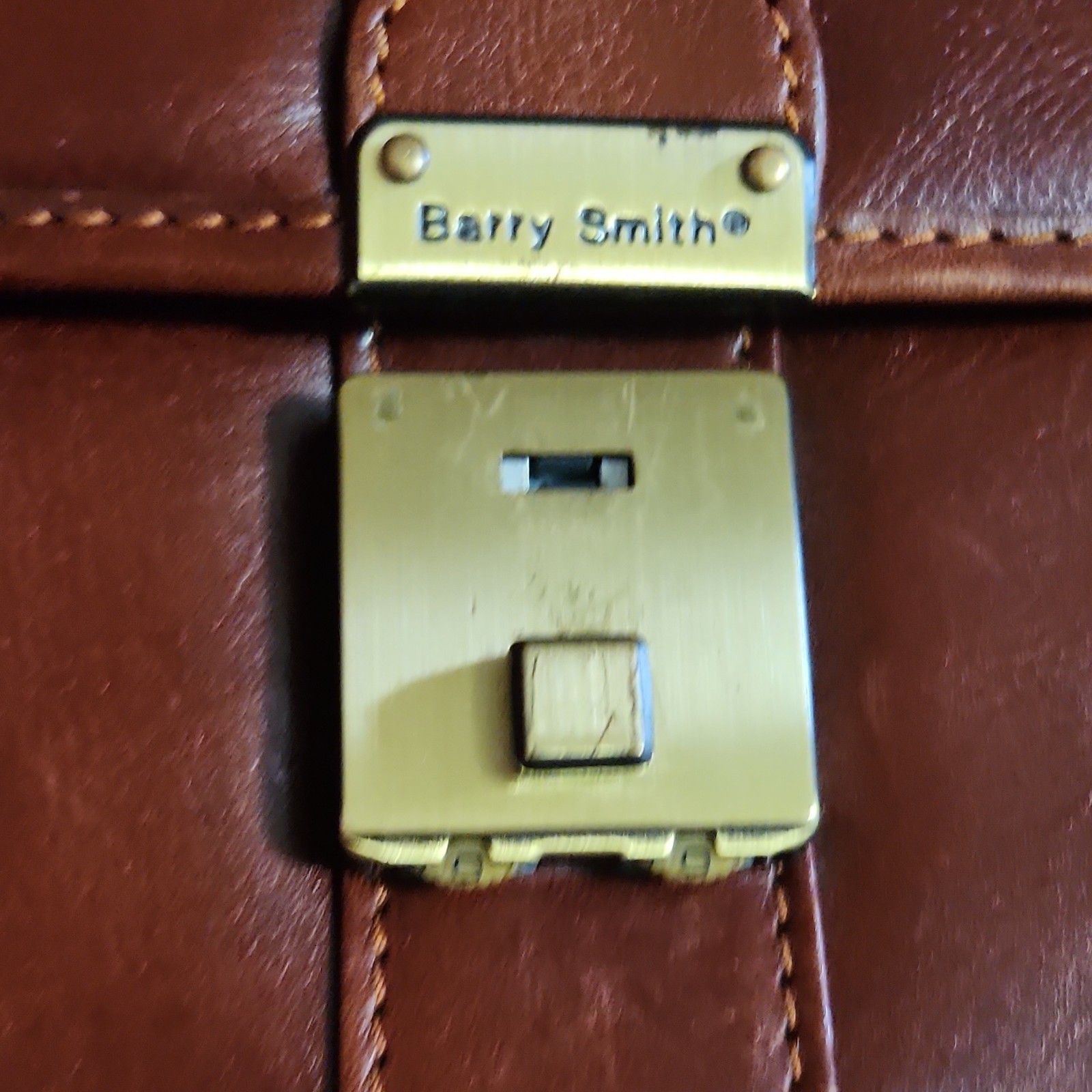 Barry Smith Brown Briefcase Push Lock Classic Men’s with Inner & Outer Pockets