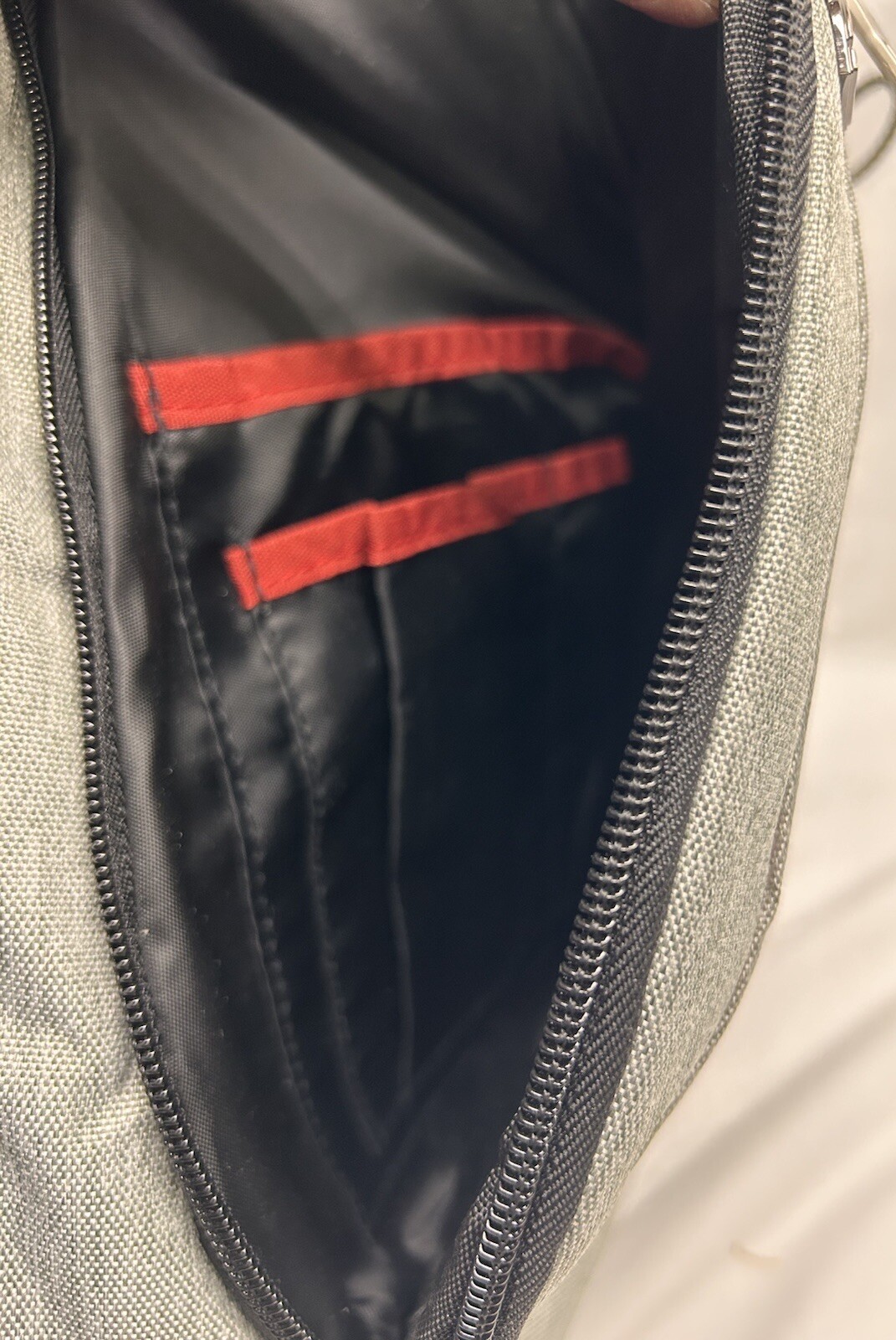 IX Gray Zip Close Lined Bottle Mesh Pockets Unisex Chest Bag