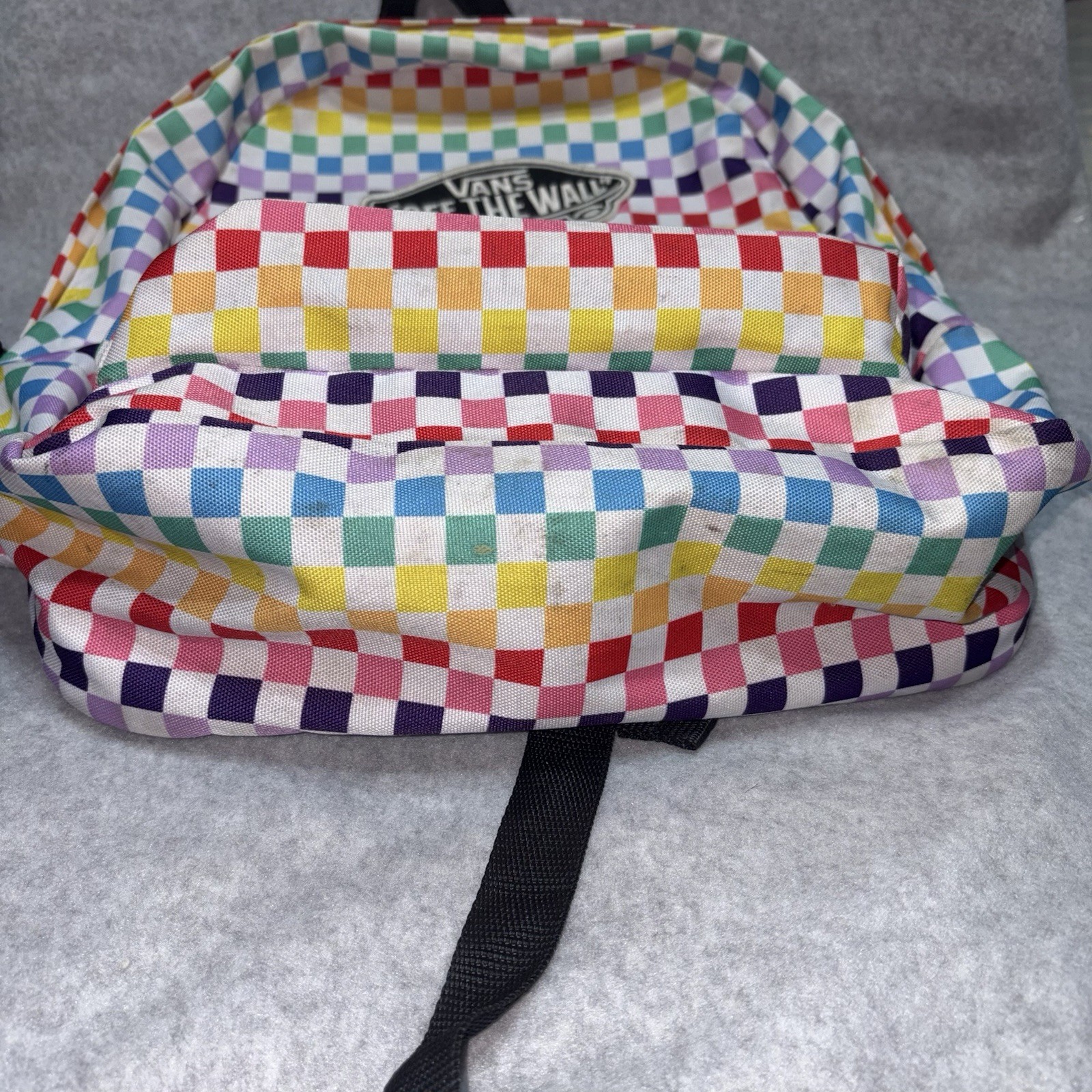 VANS off The Wall Rainbow Checkerboard Backpack Casual School Outdoors See Photo