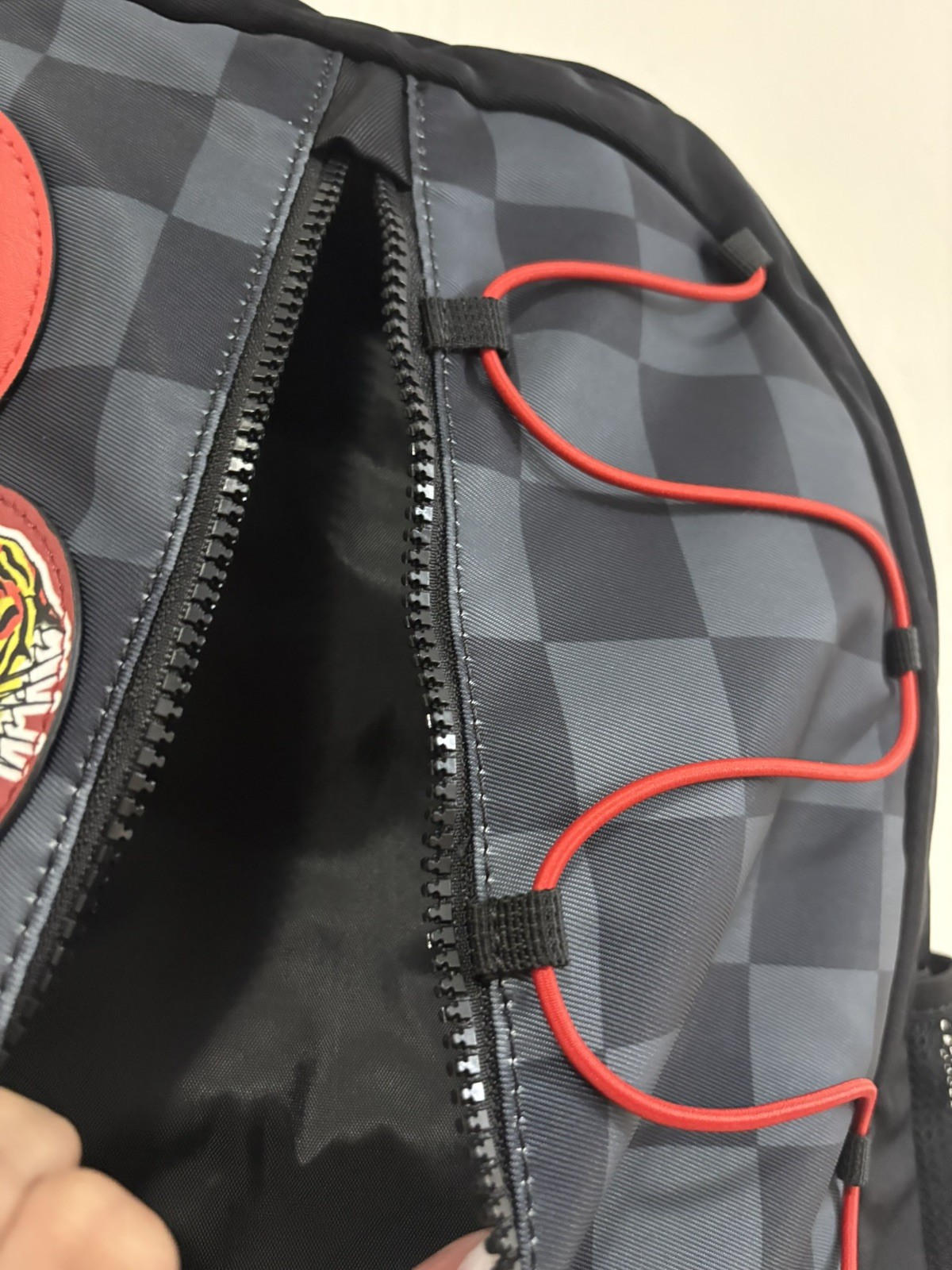 Ed Hardy Tattoo Patch Backpack Skull Tiger Flame Print Black Gray Checkered NWT