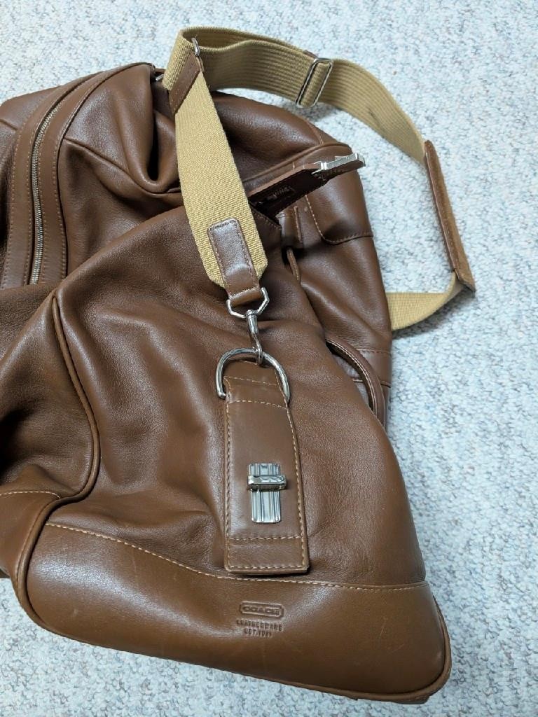 COACH cowhide DUFFLE BAG brown leather 24″ travel K3S-5409 shoulder tote