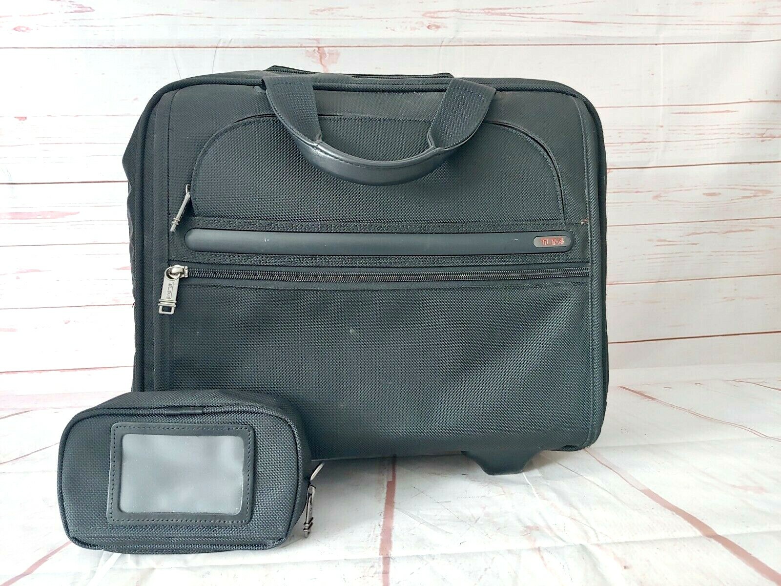 TUMI Black Wheeled Rolling Briefcase/Carry on Bag 15X13X6 Inches