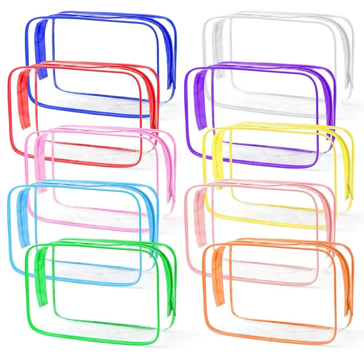 MZLUWM10 Pack Clear Cosmetic Bags Bulk Portable PVC Multicolor 01