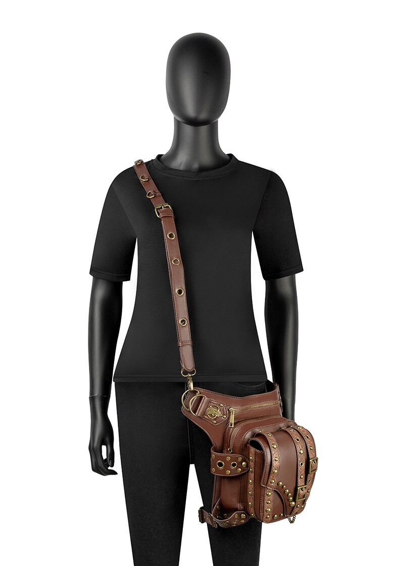 GEARDUKE Men Women Gothic Steampunk Crossbody Shoulder Leather waist Chest Bag