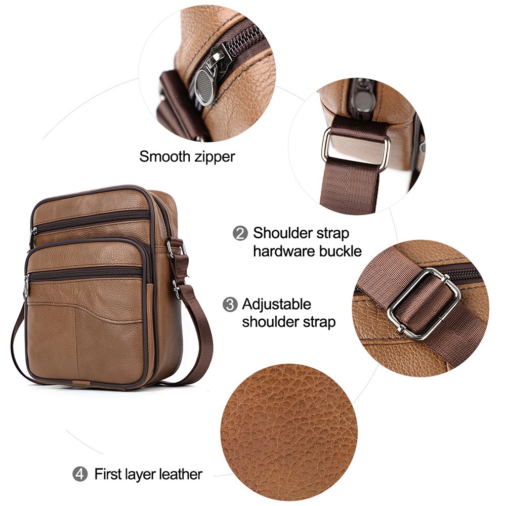 Men’s Vintage Genuine Leather Crossbody Sling Bag Retro Shoulder Messenger Bag