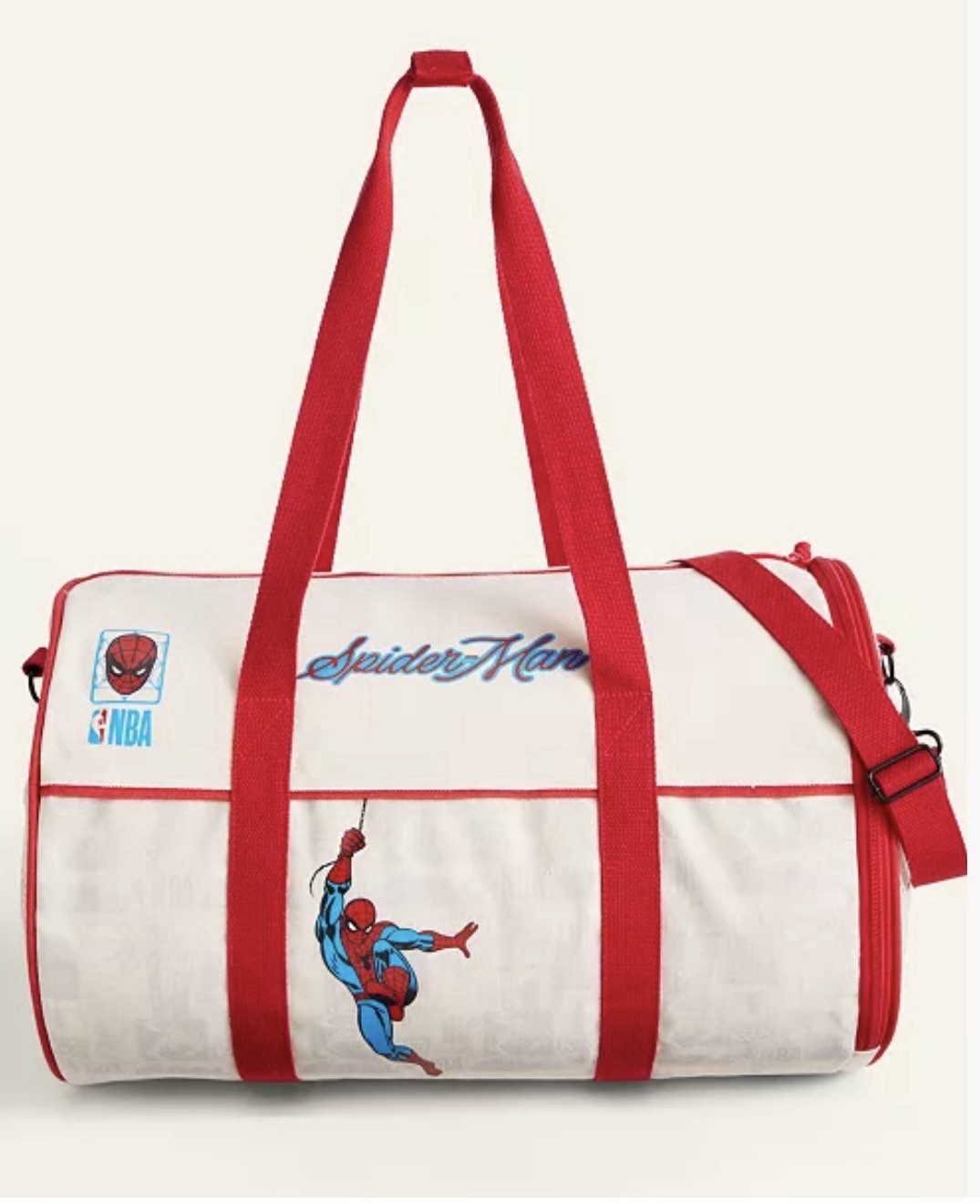 Marvel Spider-Man NBA Crossover Duffel Bag White Red Gym Travel collectors