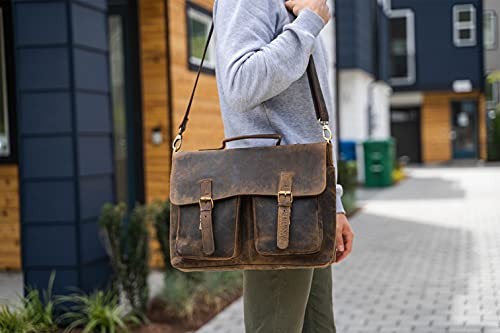 18 Inch Leather briefcase Laptops for Men and Women Best Office Messenger Bag