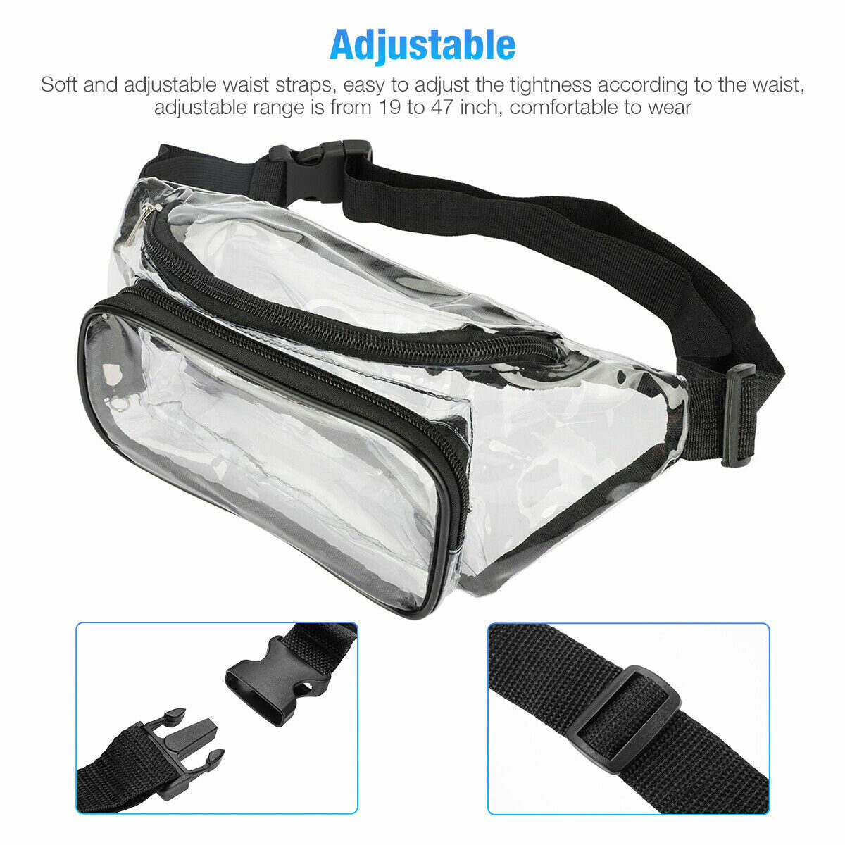 Clear Zip Sling Bag Transparent Stadium Shoulder Crossbody Adjustable Backpack