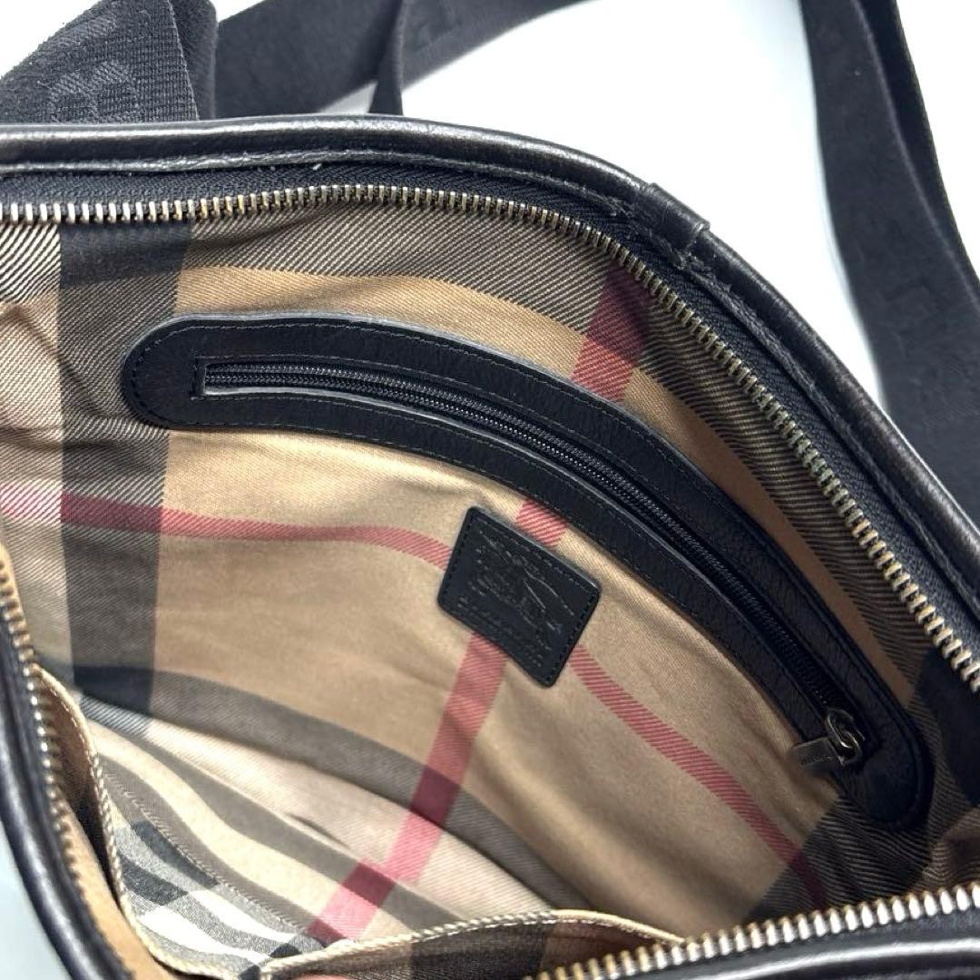 Burberry Shoulder Bag Nylon Nova Check Black 30x32cm