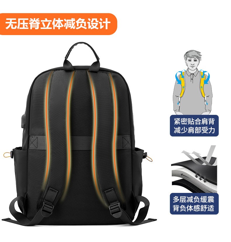 Waterproof Multi-Pocket Student Backpack Wear-Resistant Oxford Travel Daypack