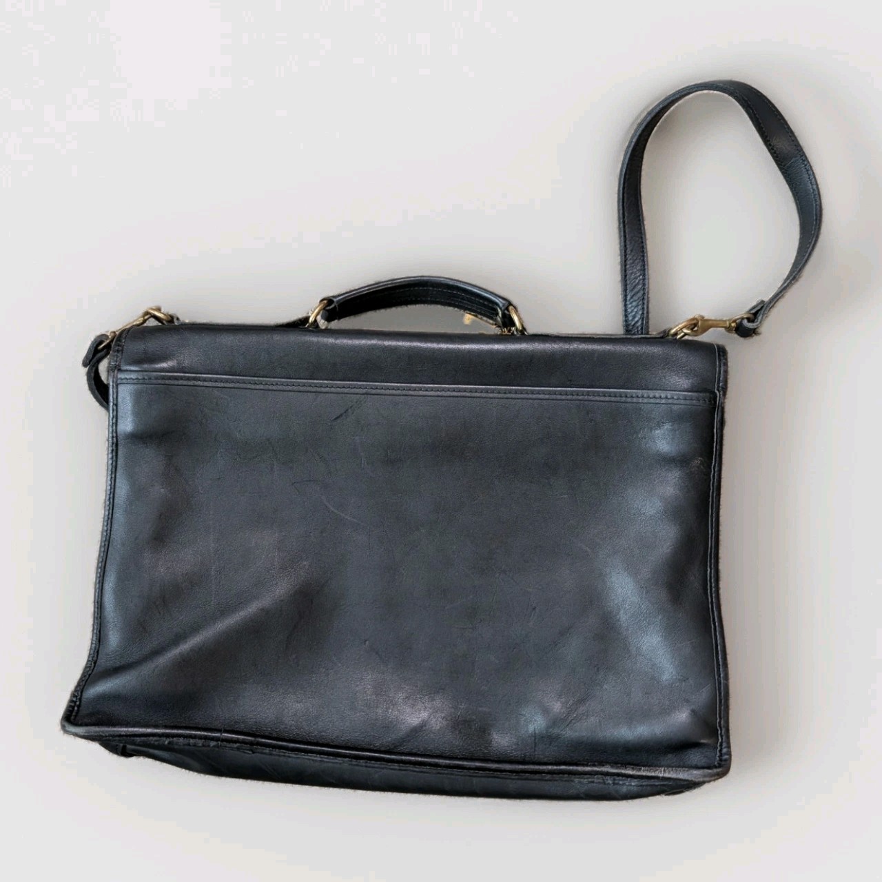 Vintage 90s Jack Georges USA Black Leather Briefcase Messenger Laptop Bag