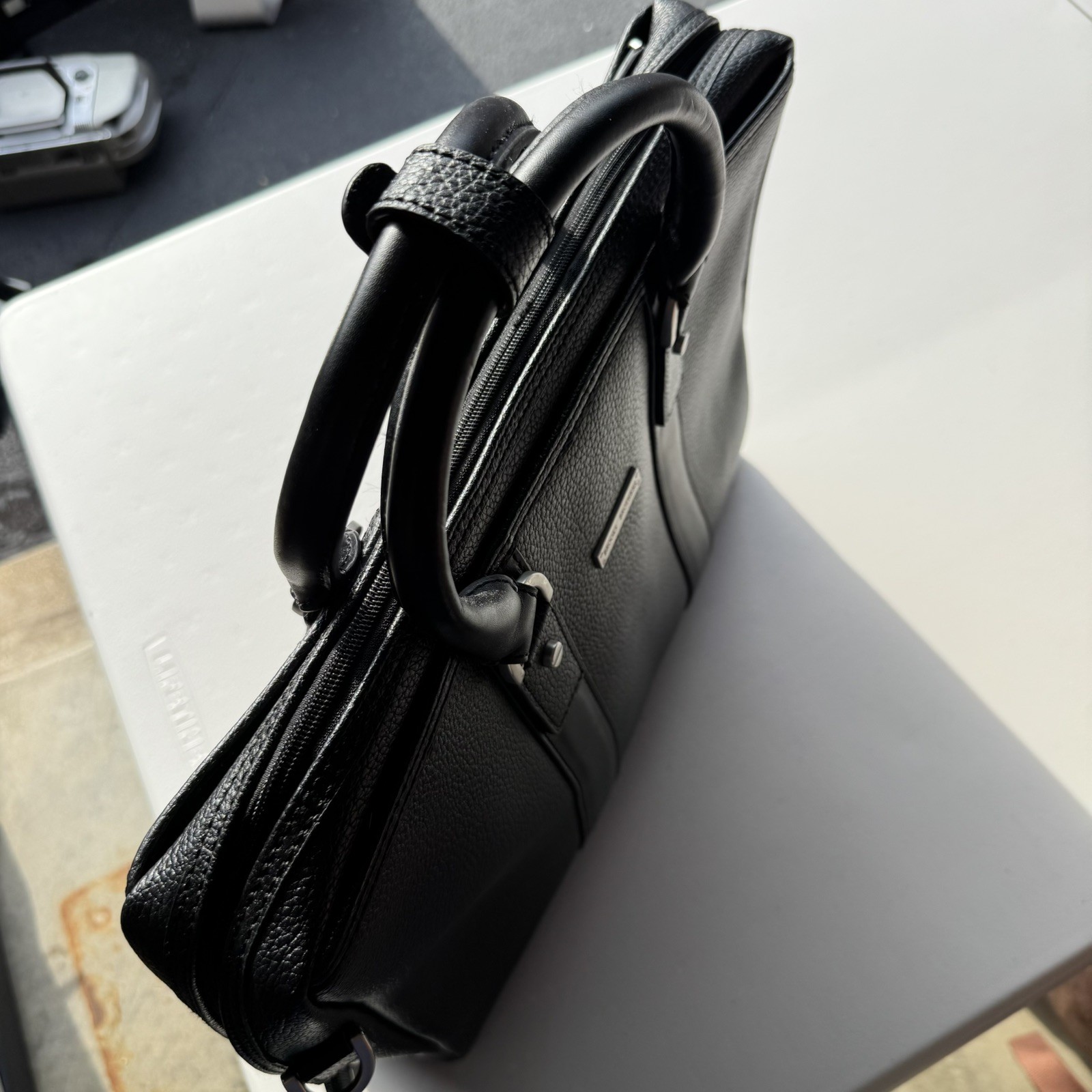 Brooks Brothers Pebbled Black Genuine Leather Briefcase Bag – READ ABOUT STRAP