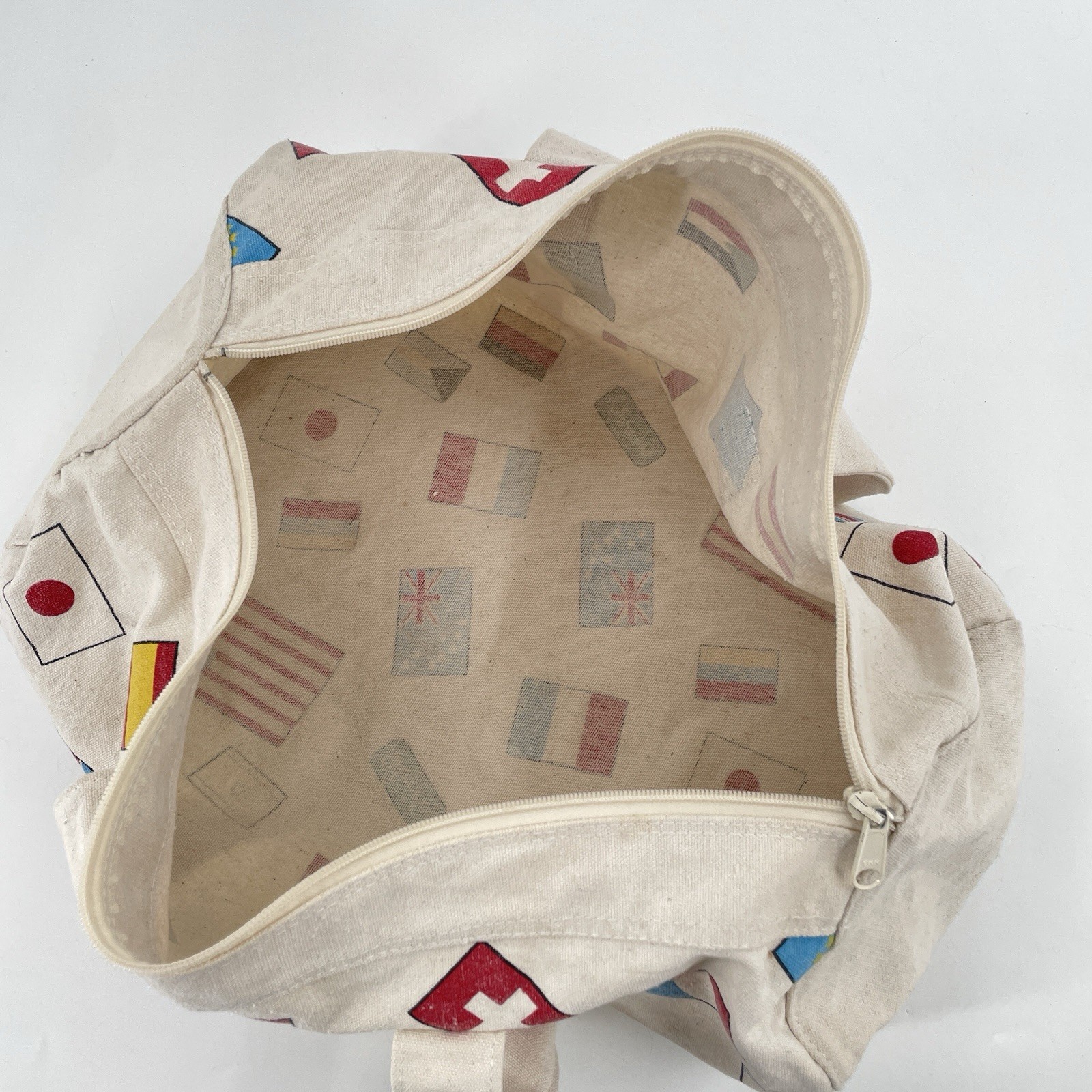 Rare Vintage 80s Benetton Olympic Global Country Flag Print Small Duffle Bag