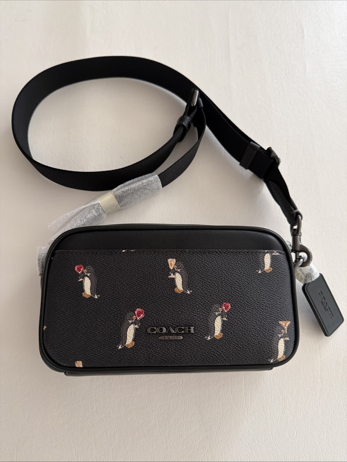 NWT Coach Jayden Crossbody Bag With Penguin Print CCO65 Black Animal
