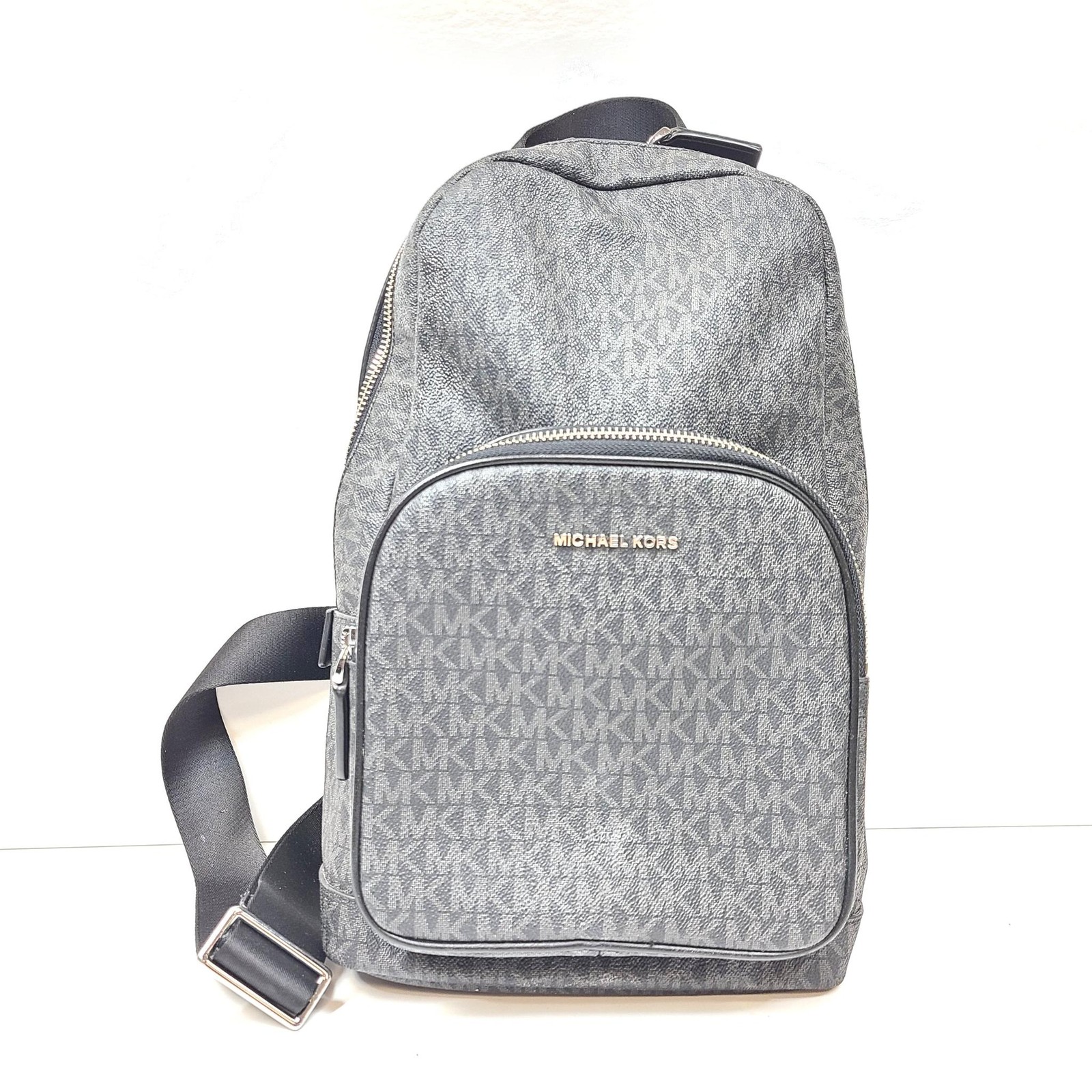 Michael Kors Cooper Logo Sling Pack Backpack Signature-Print Coated Canvas Black