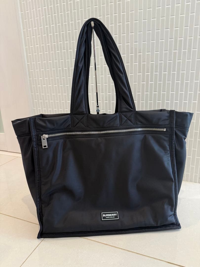 Authentic Vintage BURBERRY Black Nylon Tote Bag 40x48x23cm Spacious, Light Wear