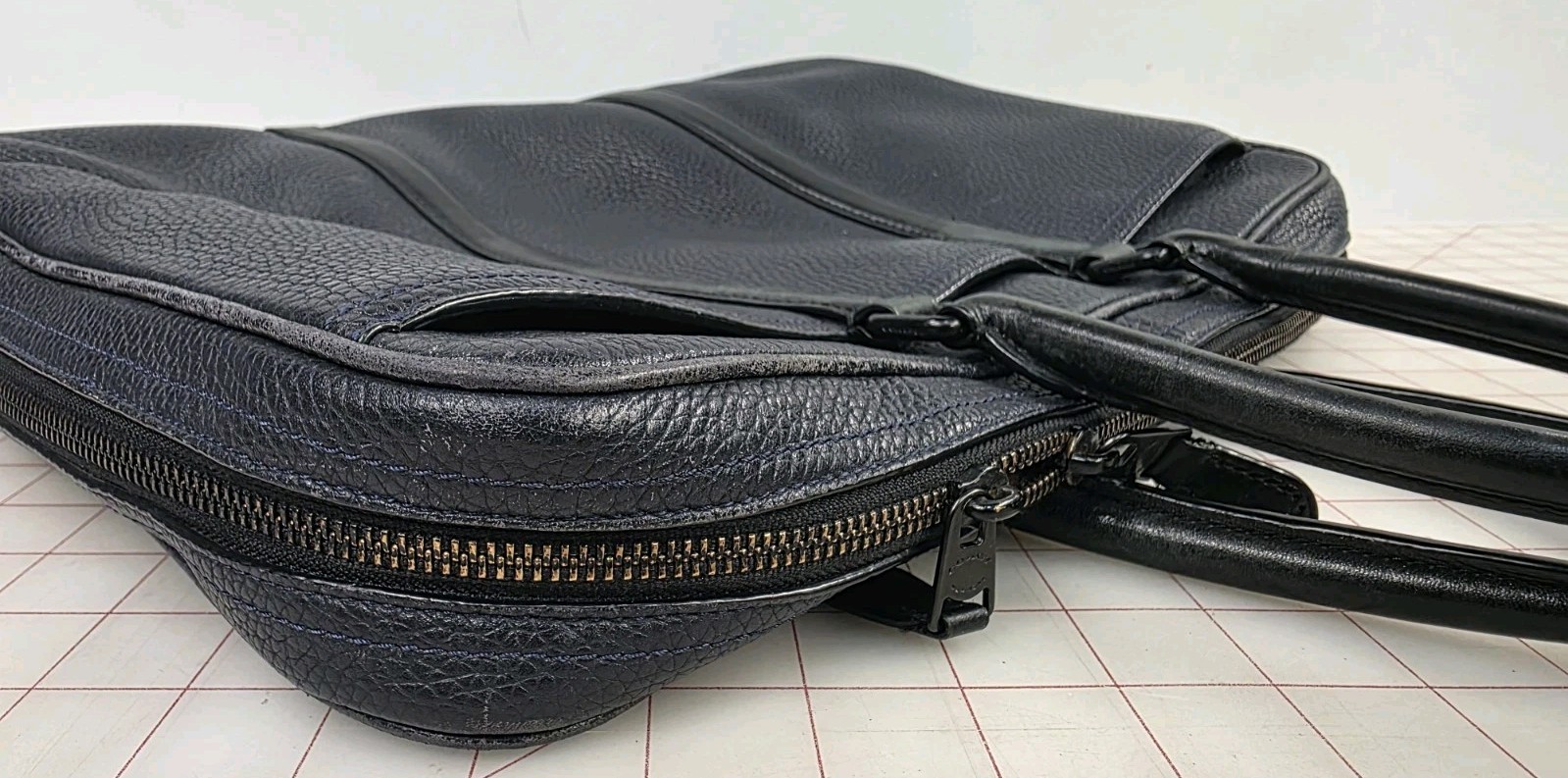 Coach Men’s Business Bag Metropolitan Brief Navy/Black Leather 57781 Worn