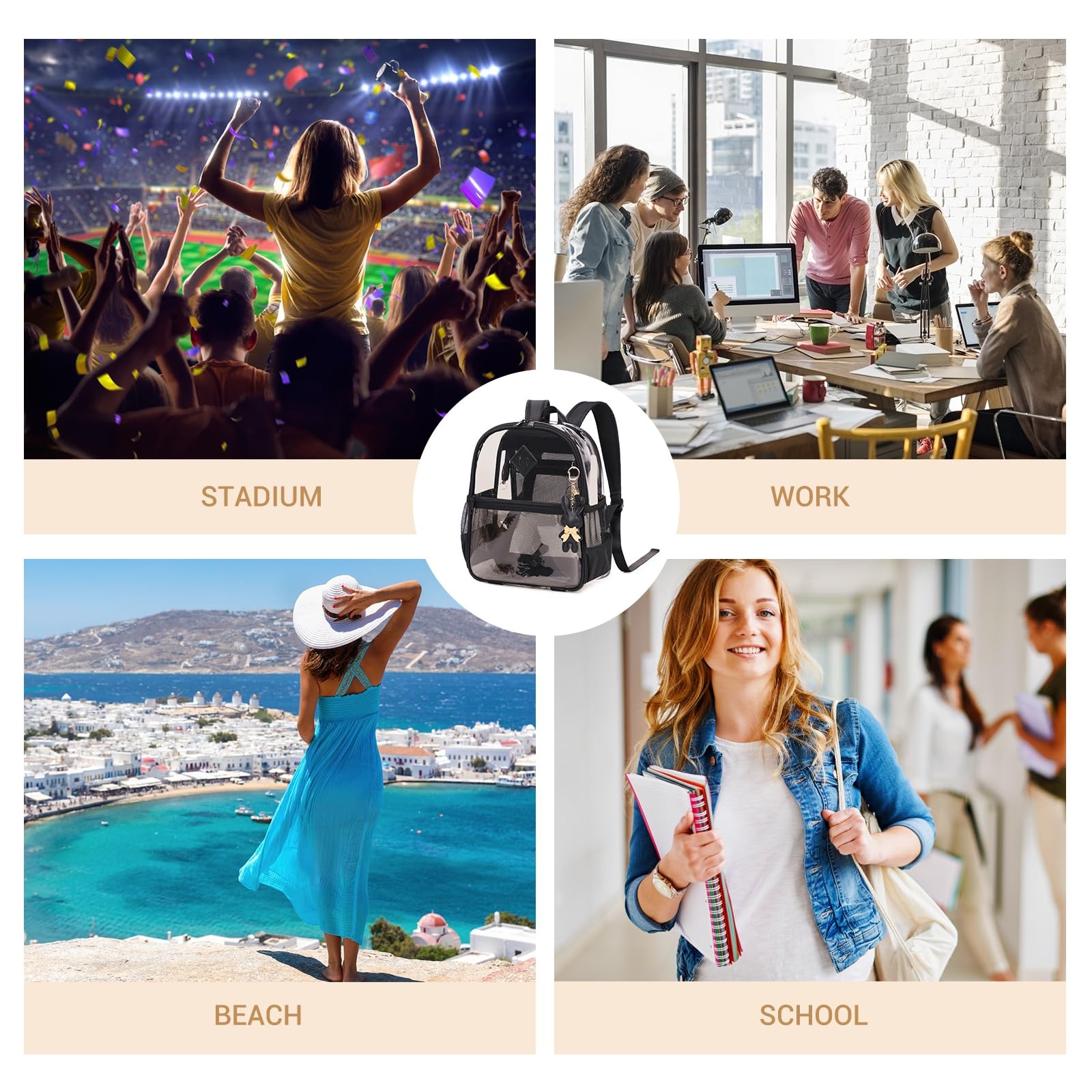 Clear Backpack for Stadium Events Approved 12×6×12, Thick TPU Mini Clear Bag …