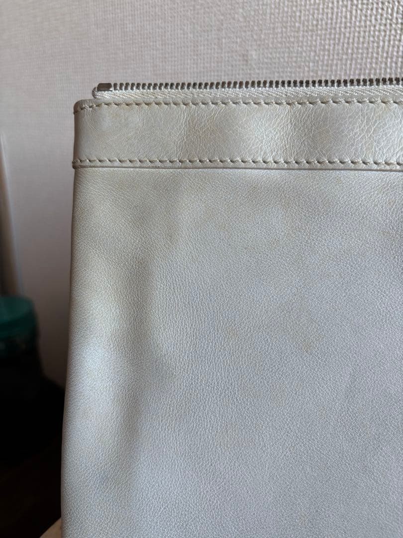 Auth BALENCIAGA Genuine Leather Clutch Bag Gray Men’s Logo Zipper Rectangular