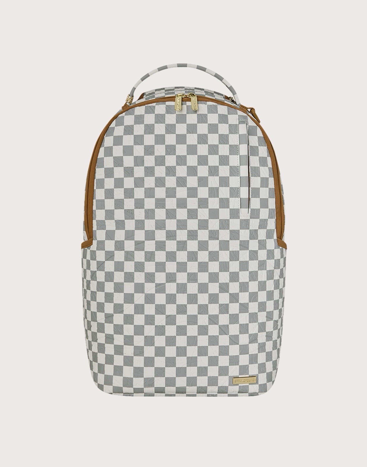 SPRAYGROUND LIMITED EDITION BACKPACK Graffiti Embossed Check Backpack CREAM GREY