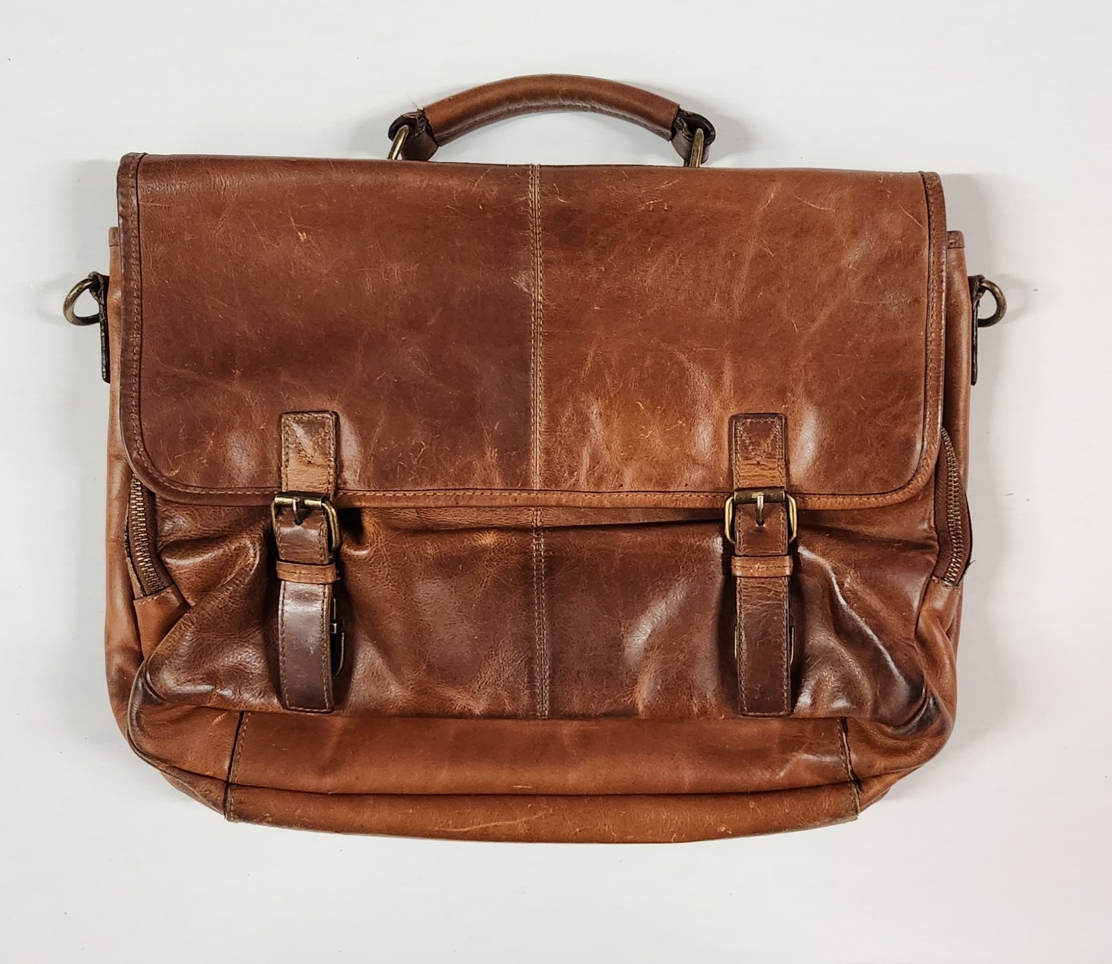 Wilsons Leather Camel Brown Messenger Laptop Computer Bag Briefcase