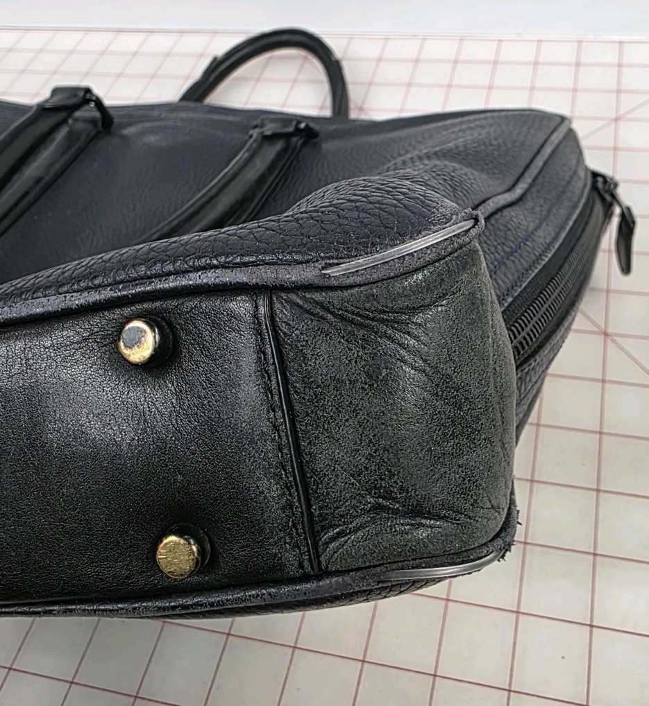 Coach Men’s Business Bag Metropolitan Brief Navy/Black Leather 57781 Worn