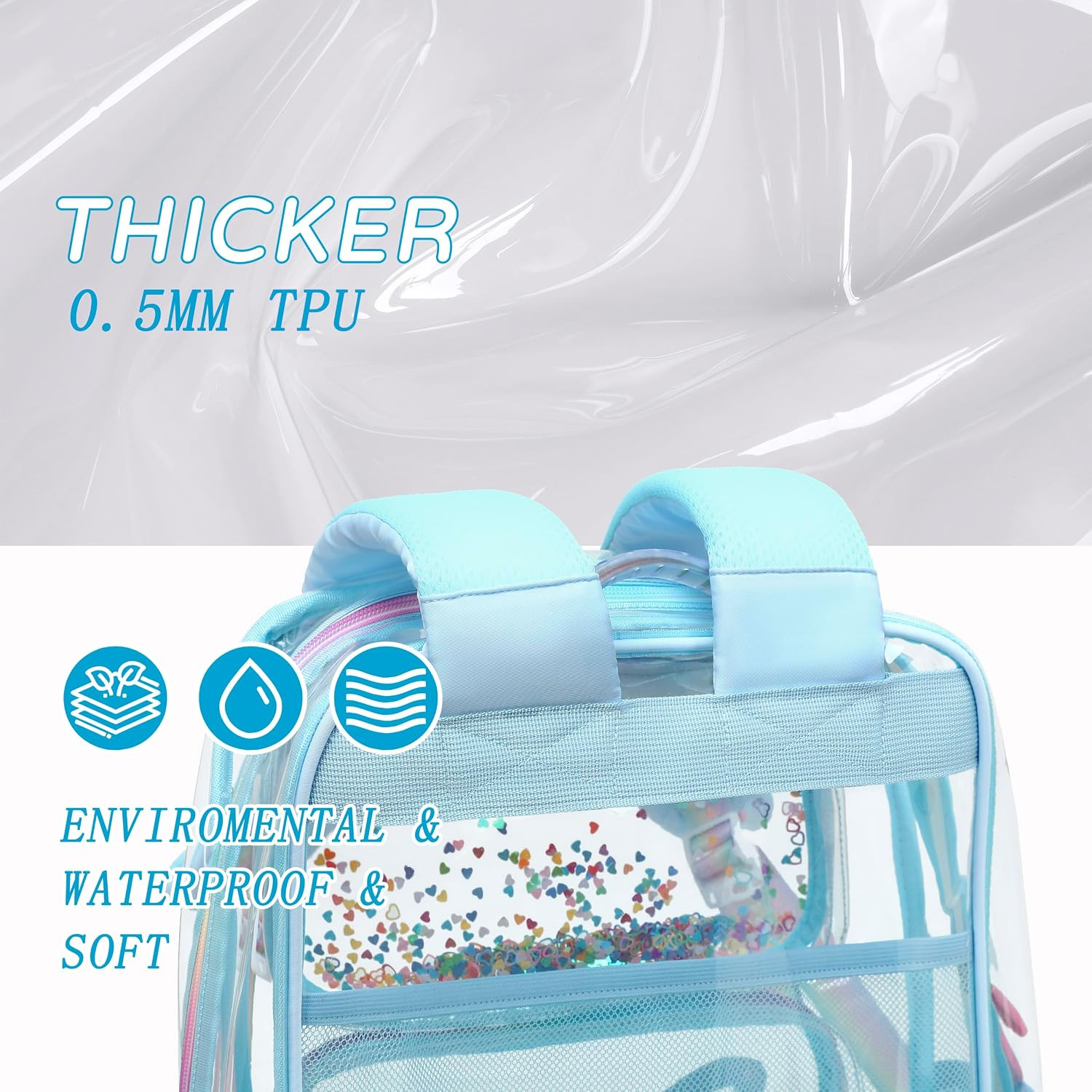 Clear Backpack for School,Large Bookbag Heavy Duty See Through Butterfly Backpac