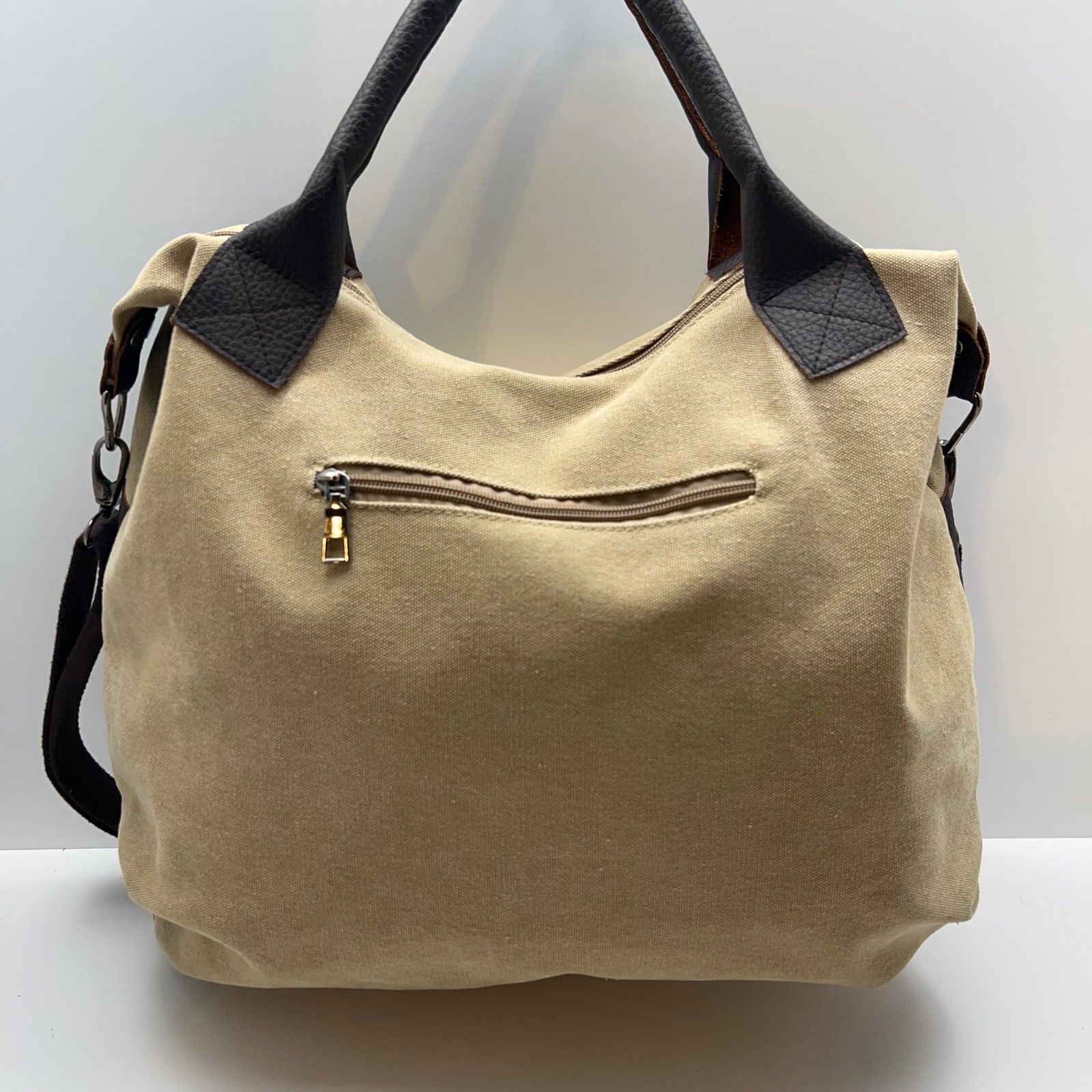 CANVAS Messenger Bag Leather Trim Crossbody Commuter Tote Outdoor Travel Casual